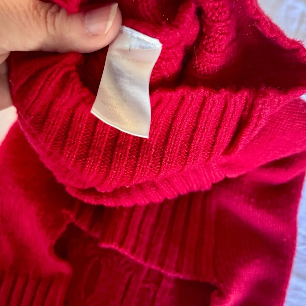 Red Cable Knit Dog Sweater w Turtleneck